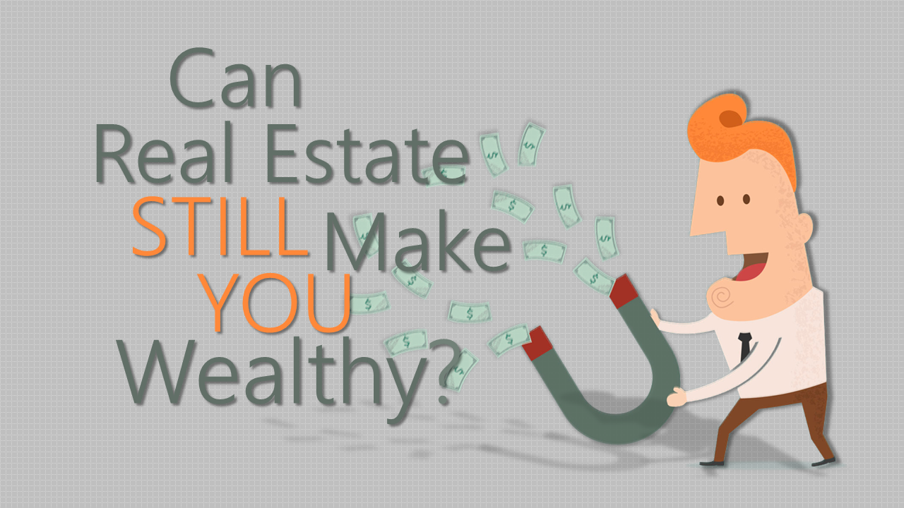 Cartoon drawing of a man holding a large magnet that is attracting currency. Real estate project.